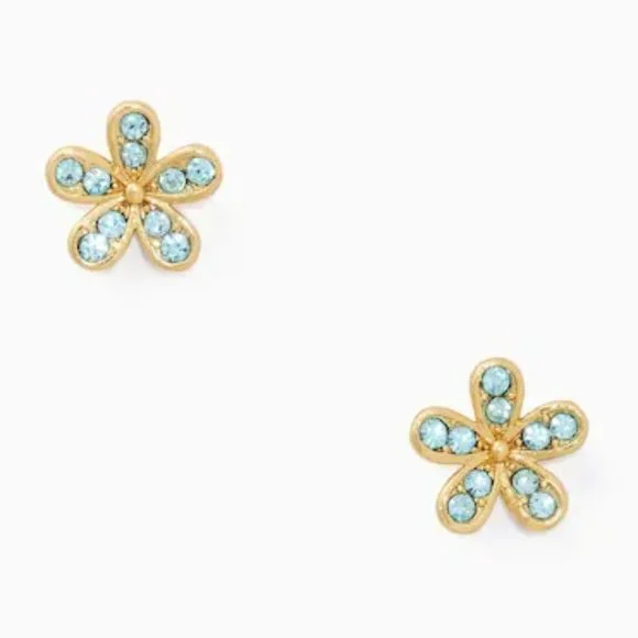 ♠️ Kate Spade ♠️️ Gleaming Aquamarine Gardenia Flower Studs - Picture 3 of 5